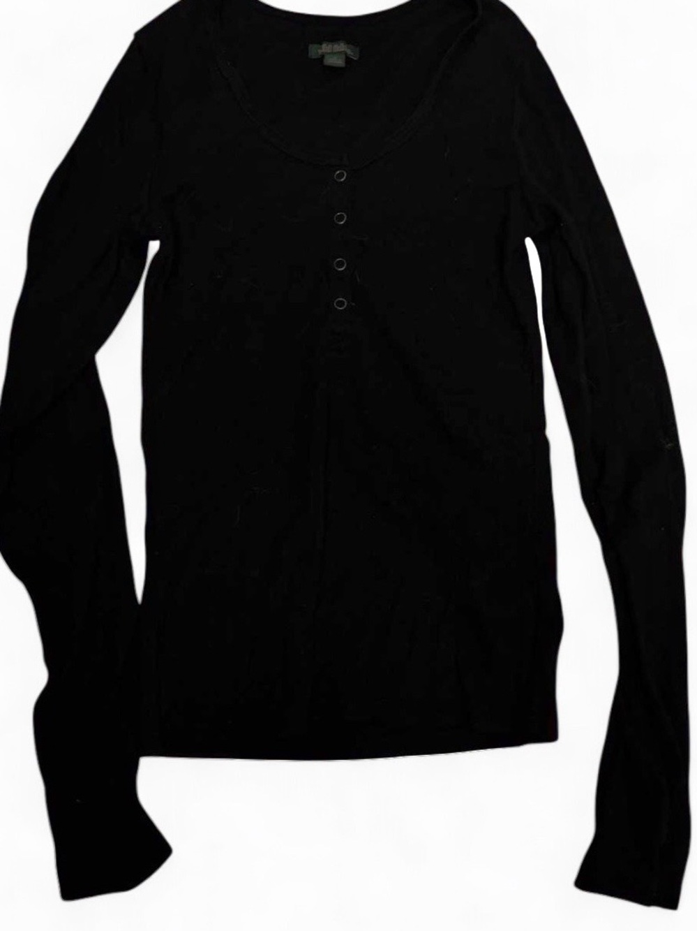 Women's Black Long-Sleeve Henley Top
